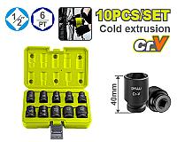 დარტყმითი თავაკების ნაკრები 1/2", 10ნაჭრ