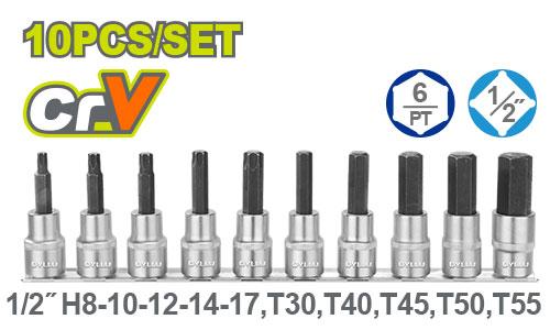 10 ცალი 1/2" ბიტიანი თავაკების ნაკრები - Image 2