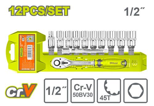 12 Pcs 1/2" ქანჩის სახსნელი თავაკები კომპლექტში 12ც-იანი - Image 2