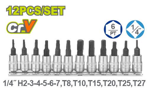 12 ცალი 1/4" ბიტიანი თავაკების ნაკრები - Image 2