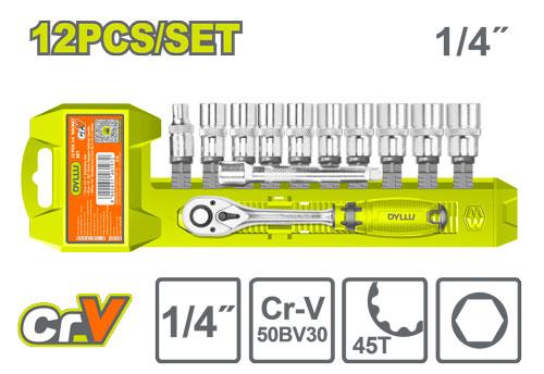 12 Pcs 1/4" ქანჩის სახსნელი თავაკები კომპლექტში 12ც-იანი - Image 2