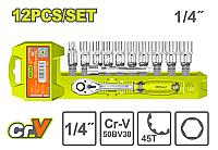 12 Pcs 1/4" ქანჩის სახსნელი თავაკები კომპლექტში 12ც-იანი - Thumbnail 2