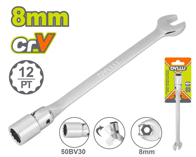 ღია ბოლოს მბრუნავი თავსაბურავი ქანჩის გასაღები 8მმ - Image 1