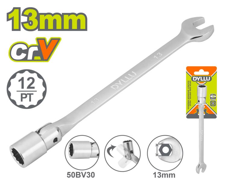 ღია ბოლოს მბრუნავი თავსაბურავი ქანჩის გასაღები 13მმ - Image 1