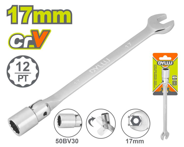 ღია ბოლოს მბრუნავი თავსაბურავი ქანჩის გასაღები 17მმ - Image 1