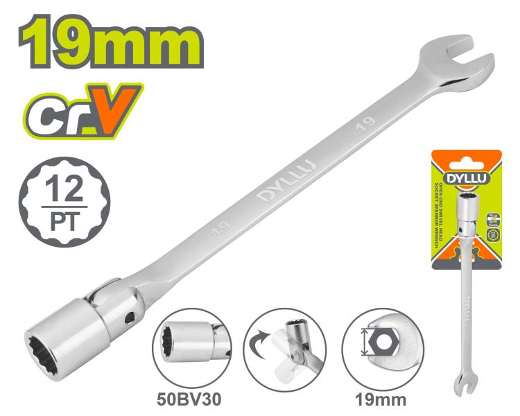 ღია ბოლოს მბრუნავი თავსაბურავი ქანჩის გასაღები 19მმ - Image 1