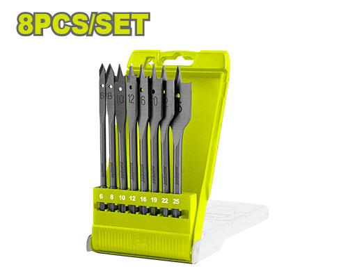 8 ცალი ბრტყელი ხის საბურღი კომპლექტი - Image 1