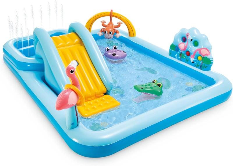 2.44m x 1.98m x 71m Inflatable Pool with Slide INTEX 57161 - Image 1