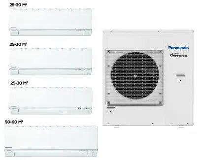 (150-160მ2) კონდიციონერის ნაკრები  Panasonic CU-5E34PBD + CS-E9RKDW 3Pcs, CS-E18RKDW 1Pcs, Inverter, 150 - 160 კვმ2  (OUTDOOR) - Image 2
