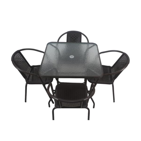 ბაღის ოთხკუთხედი მაგიდა (80X80X70) 4 სკამით HY-005 - Image 1