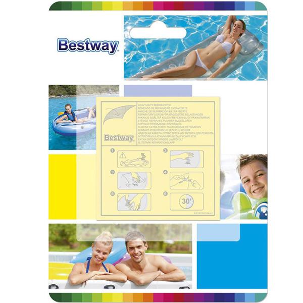 BESTWAY 62068 10 ცალი გასაბერი აუზის შესაკეთებელი წყალგამძლე ლენტი - Image 1