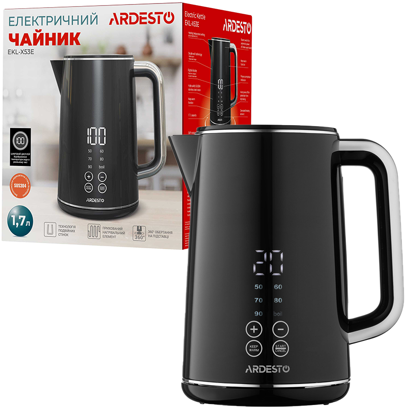 ელექტრო ჩაიდანი ARDESTO EKL-X53E (1850 - 2200 W, 1.7 L)