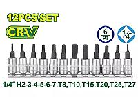12 ცალი 1/4" ბიტიანი თავაკების ნაკრები DTST2414