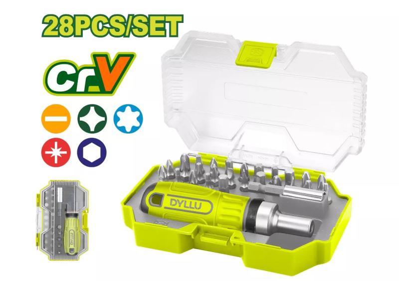 სახრახნისი საცვლელი თავებით, 28 ნაჭრ DTSS8B28 - Image 1