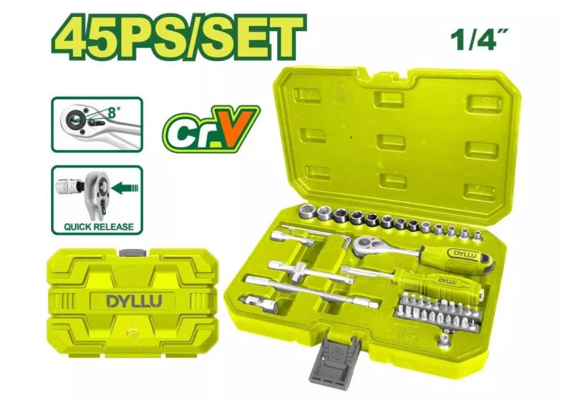 ქანჩის გასაღებების ნაკრები 1/4", 45 ნაჭრ DTST4D45 - Image 1