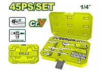 ქანჩის გასაღებების ნაკრები 1/4", 45 ნაჭრ DTST4D45