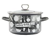 ქვაბების ნაკრები ემალის მინის თავსახურით შავი 3ც