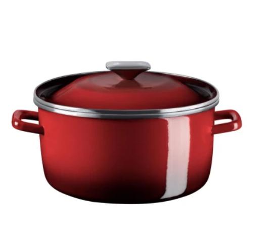 ქვაბი ემალის თავსახურით წითელი  - Image 1