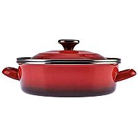 ტაფა-ქვაბი ემალის თავსახურთ წითელი