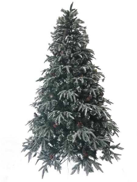 Snow-covered Christmas tree - 240cm with pine cones and mixed branches - Image 1