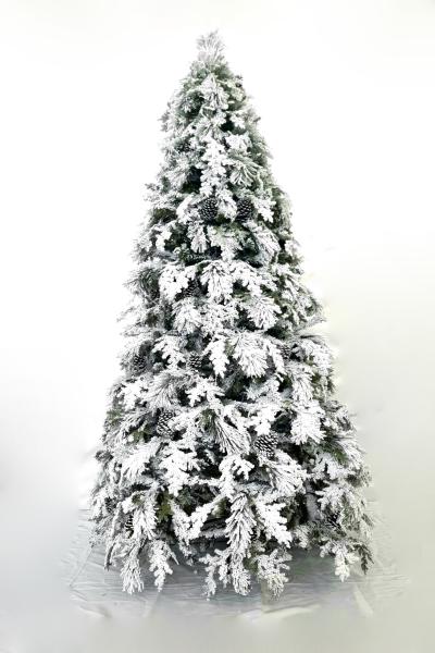 დათოვლილი ნაძვის ხე - 240სმ გირჩით და PVC ტოტებით - Image 1