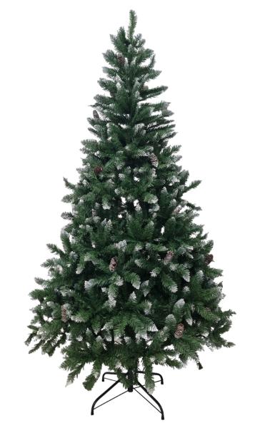 დათოვლილი ნაძვის ხე - 180სმ გირჩებით გამორმებული და PVC ტოტებით - Image 1