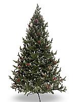 დათოვლილი ნაძვის ხე - 180სმ გირჩით და კენკრით PE+PVC