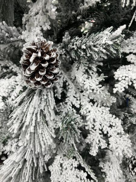 დათოვლილი ნაძვის ხე - 210სმ გირჩით და PVC ტოტებით - Image 2