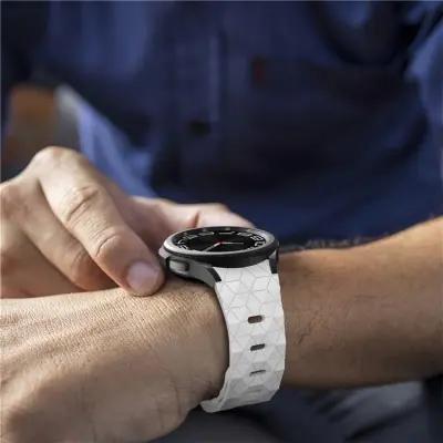 6 Football Pattern Silicone Watch Strap Band - White - Image 1