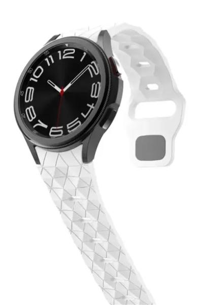 6 Football Pattern Silicone Watch Strap Band - White - Image 4