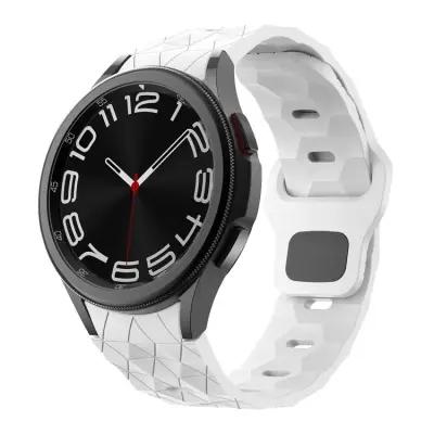 6 Football Pattern Silicone Watch Strap Band - White - Image 6