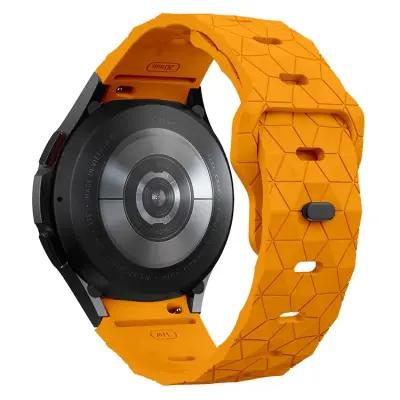 6 Football Pattern Silicone Watch Strap Band - Orange - Image 1