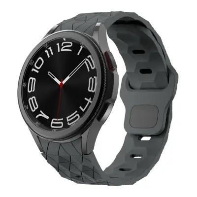 6 Football Pattern Silicone Watch Strap Band - Grey - Image 5