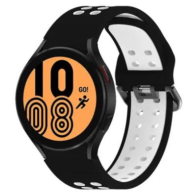 5 Pro 45mm Dual-Color Watch Band Replacement Watch Strap 20mm Silicone Watchband with Dual-Hole Buckle - Bl - Image 2