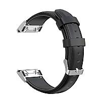 for Samsung Galaxy 20mm Oil Wax Skin Cowhide Leather Watch Band Watch4 Classic 46mm 42mm/Watch4 44mm 40mm/Garmin Fenix 6S Pro - Black