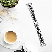 Watch4 316L Stainless Steel 3-Bead Watch Strap 20mm Replace Band - Silver+Black - Thumbnail 3