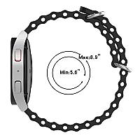 Gear Sport Universal 20mm Wave Design Silicone Replacement Strap Solid Color Wrist Band - Black - Thumbnail 6