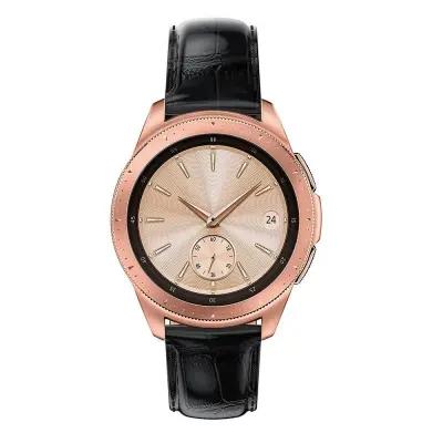 For Samsung Galaxy Watch 42mm, Smart Watch Strap Bracelet 20mm Crocodile Texture Genuine Leather - Black - Image 3