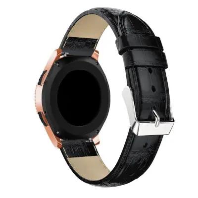For Samsung Galaxy Watch 42mm, Smart Watch Strap Bracelet 20mm Crocodile Texture Genuine Leather - Black - Image 4