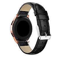 For Samsung Galaxy Watch 42mm, Smart Watch Strap Bracelet 20mm Crocodile Texture Genuine Leather - Black - Thumbnail 4