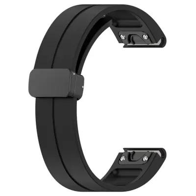 Huawei Watch GT 3 42mm Watch Strap Black Buckle 20mm Magnetic Silicone Band - Black - Image 1