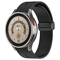 Huawei Watch GT 3 42mm Watch Strap Black Buckle 20mm Magnetic Silicone Band - Black - Thumbnail 3