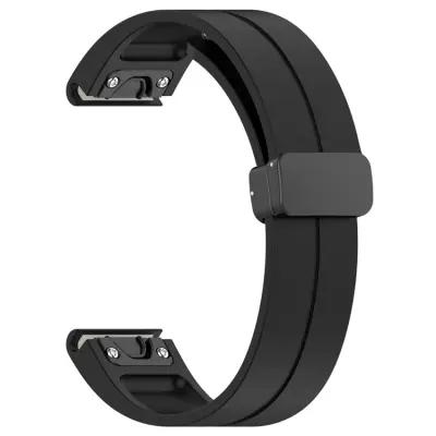 Huawei Watch GT 3 42mm Watch Strap Black Buckle 20mm Magnetic Silicone Band - Black - Image 4