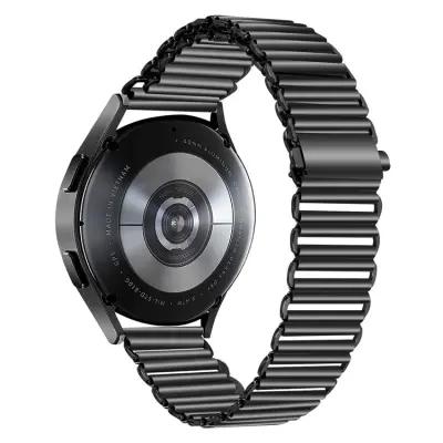 46mm Stainless Steel Wrist Band 20mm Adjustable Hollow Watch Strap - Black - Image 1