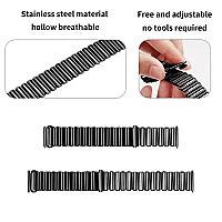 46mm Stainless Steel Wrist Band 20mm Adjustable Hollow Watch Strap - Black - Thumbnail 2