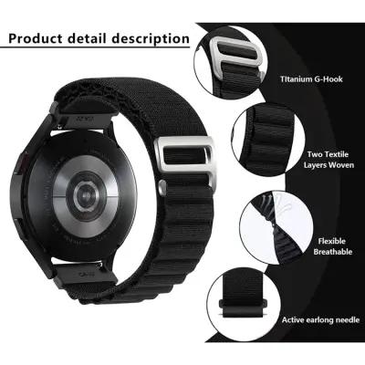 Watch6 Classic Nylon Watch Band 20mm Wrist Strap - Black - Image 3