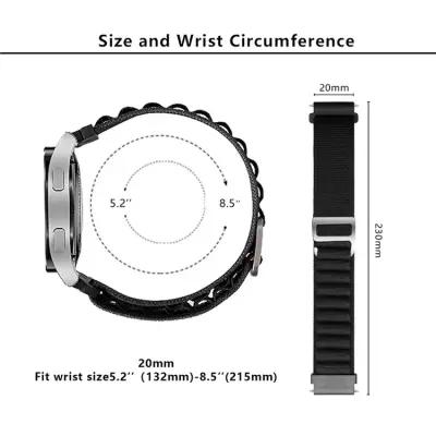 Watch6 Classic Nylon Watch Band 20mm Wrist Strap - Black - Image 5
