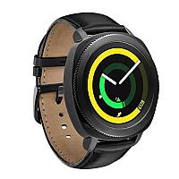 For Samsung Galaxy Watch4 Classic 46mm 42mm/Galaxy Watch4 44mm 40mm/Gear Sport (S4) 20mm Cowhide Leather Watch Band - Black - Thumbnail 2