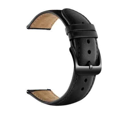 For Samsung Galaxy Watch4 Classic 46mm 42mm/Galaxy Watch4 44mm 40mm/Gear Sport (S4) 20mm Cowhide Leather Watch Band - Black - Image 3