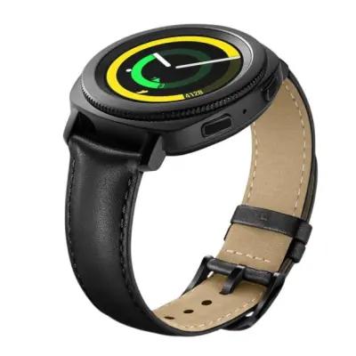 For Samsung Galaxy Watch4 Classic 46mm 42mm/Galaxy Watch4 44mm 40mm/Gear Sport (S4) 20mm Cowhide Leather Watch Band - Black - Image 4